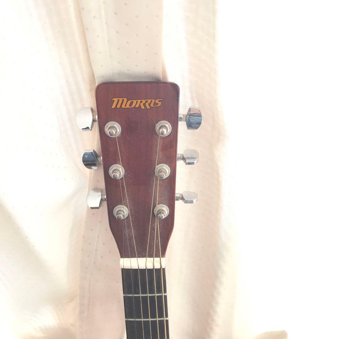 Morris アコースティックギター 左利き用 ブラウン ギターケース付き