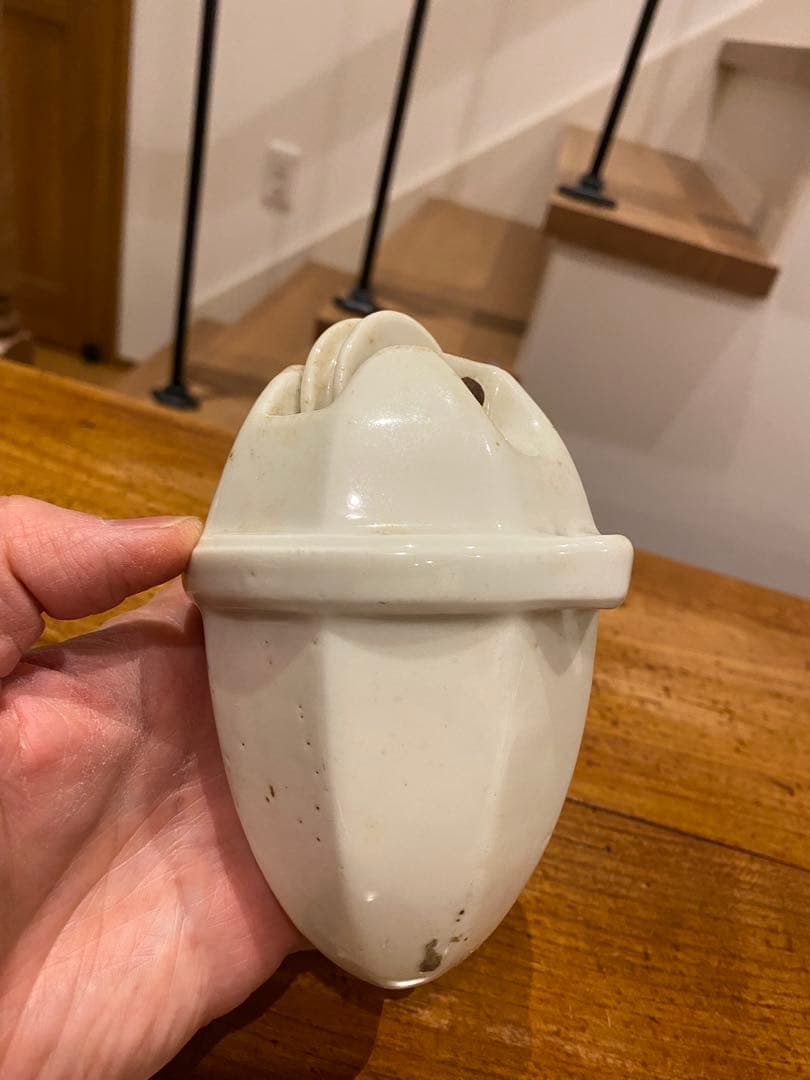 ⑥アンティーク　陶器　ペンダントライト滑車　バランサー　昇降機　照明器具