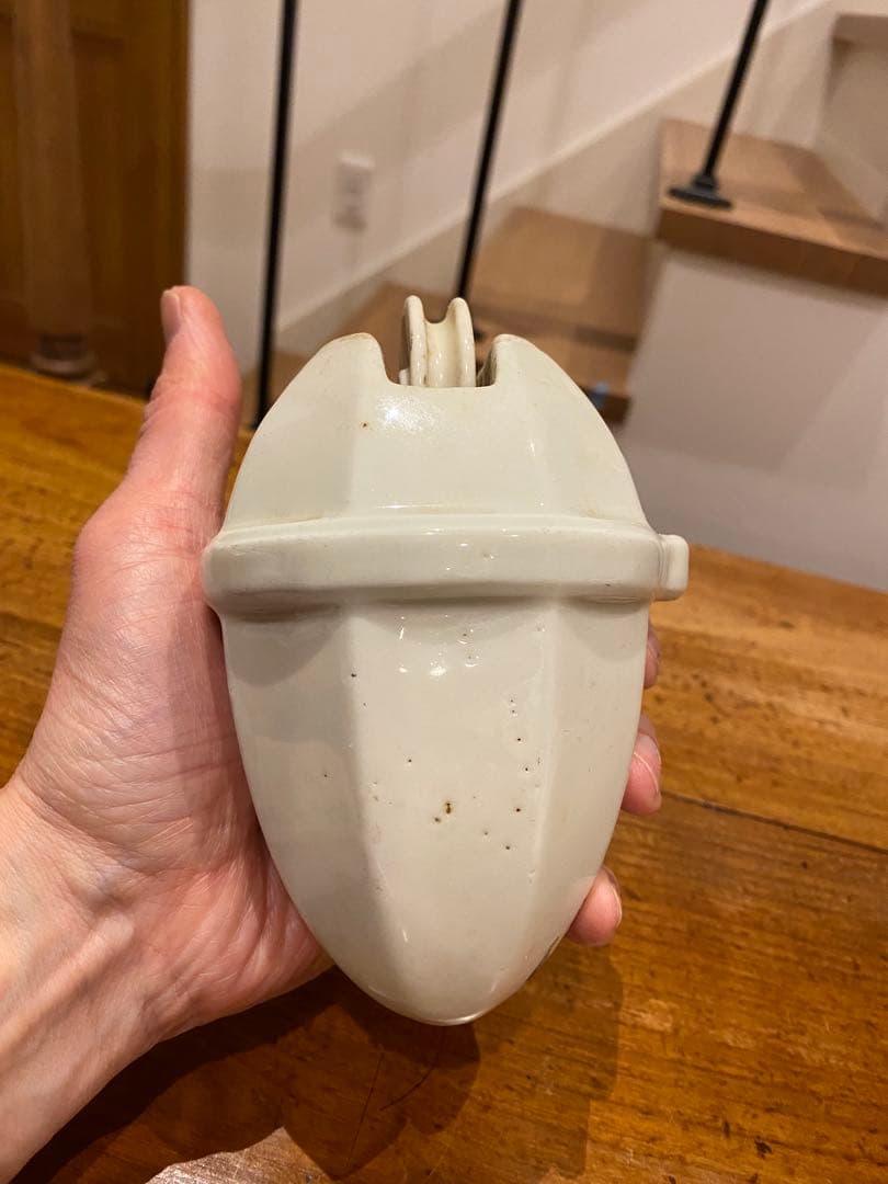 ⑥アンティーク　陶器　ペンダントライト滑車　バランサー　昇降機　照明器具