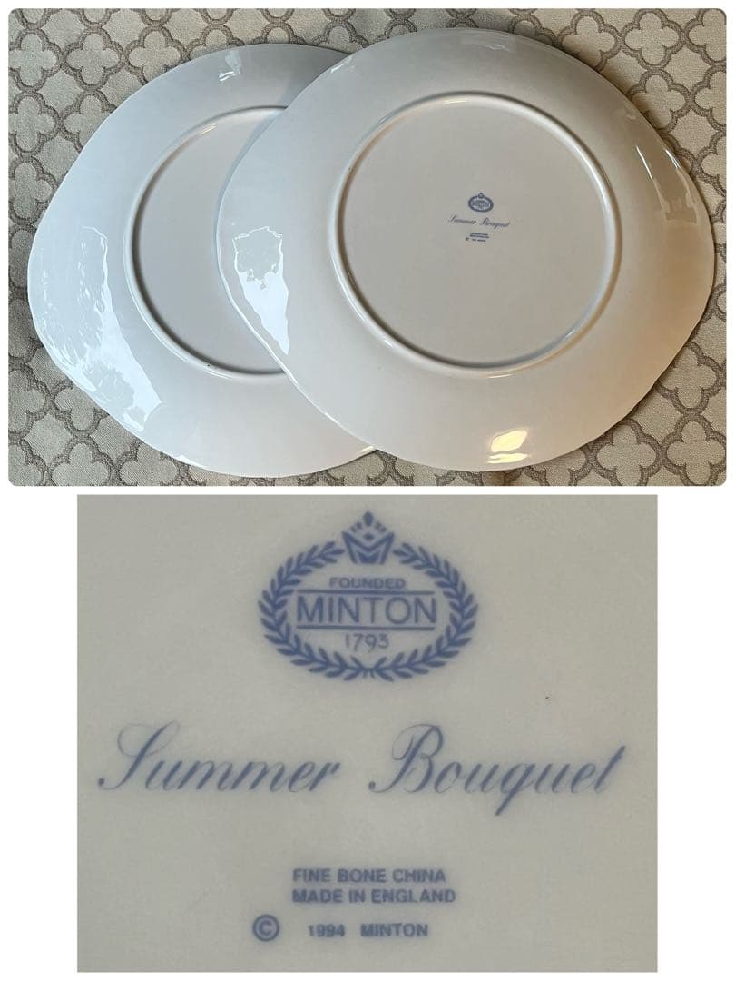 【美品】英国製　ミントン★サマーブーケ★B&Bプレート2枚