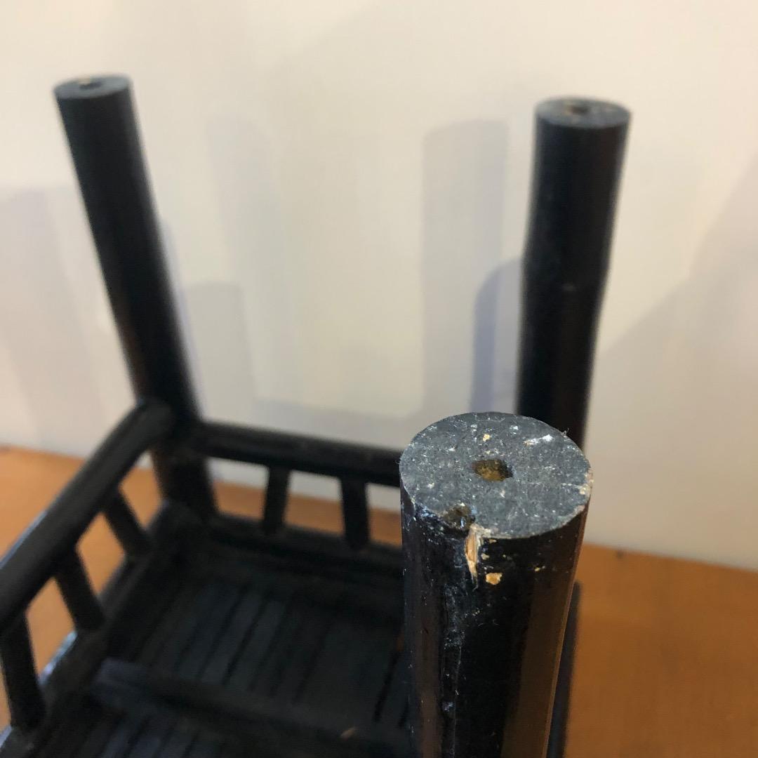 昭和レトロ　黒塗り　バンブー　竹製　飾り台　花台　アンティーク　盆栽　観葉植物