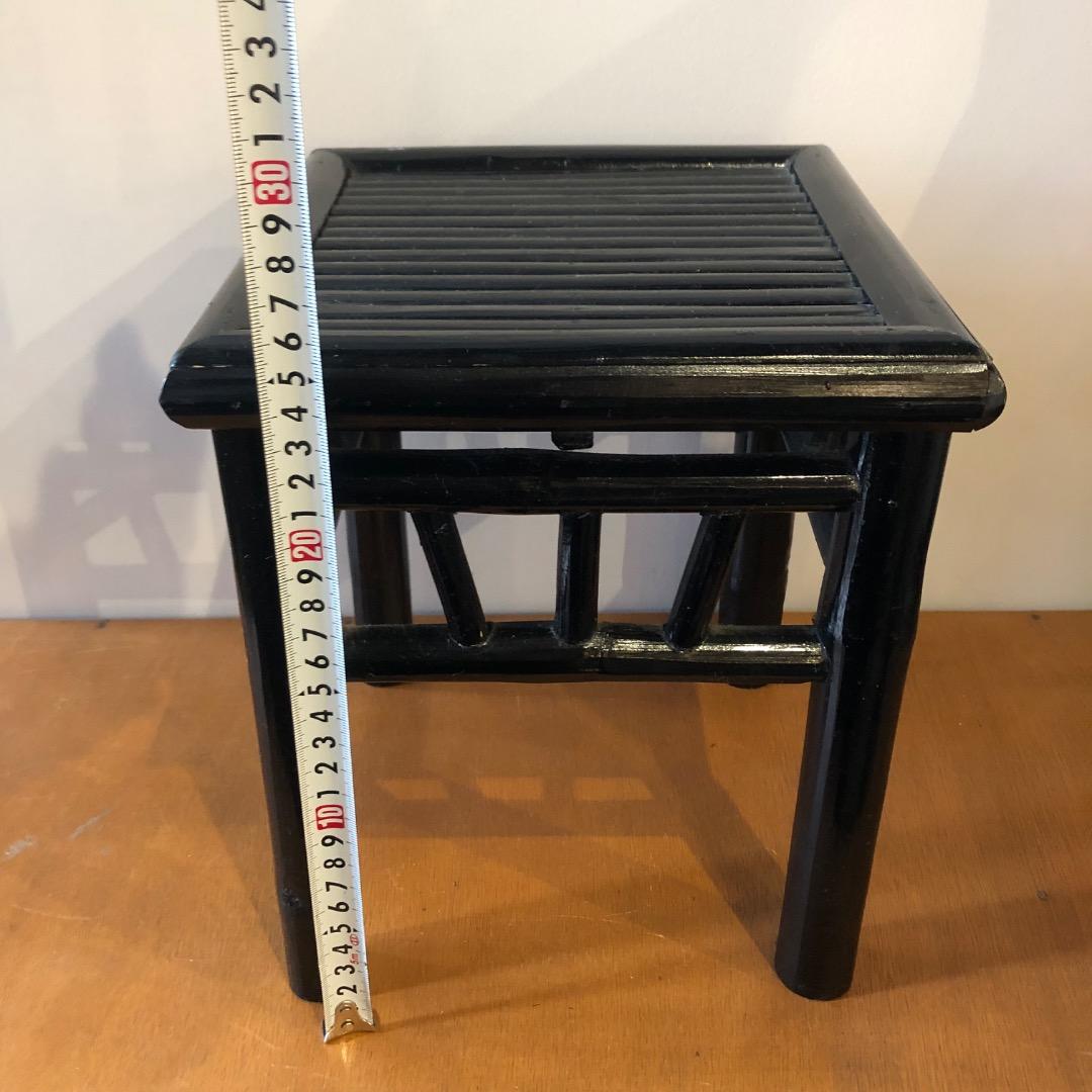 昭和レトロ　黒塗り　バンブー　竹製　飾り台　花台　アンティーク　盆栽　観葉植物