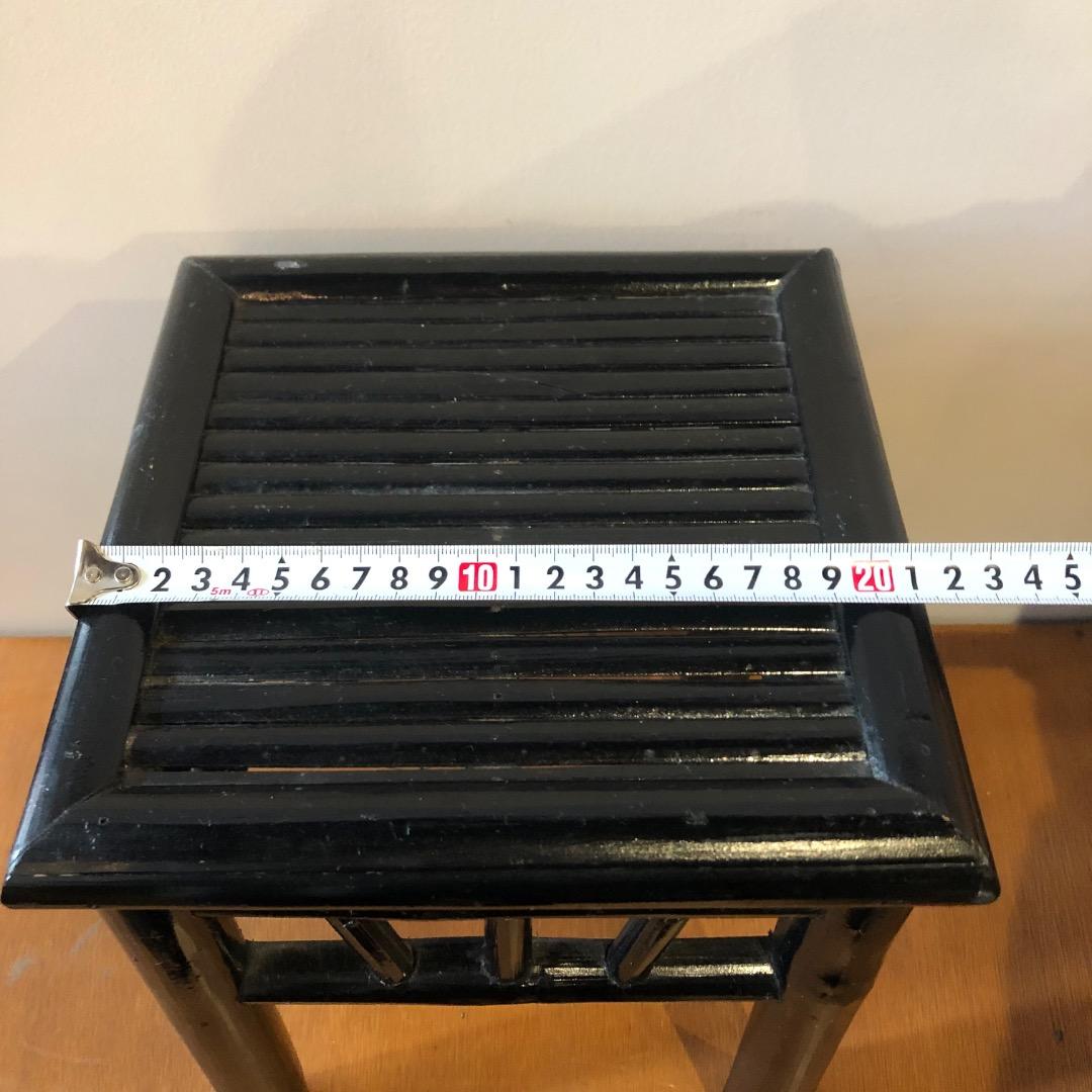 昭和レトロ　黒塗り　バンブー　竹製　飾り台　花台　アンティーク　盆栽　観葉植物