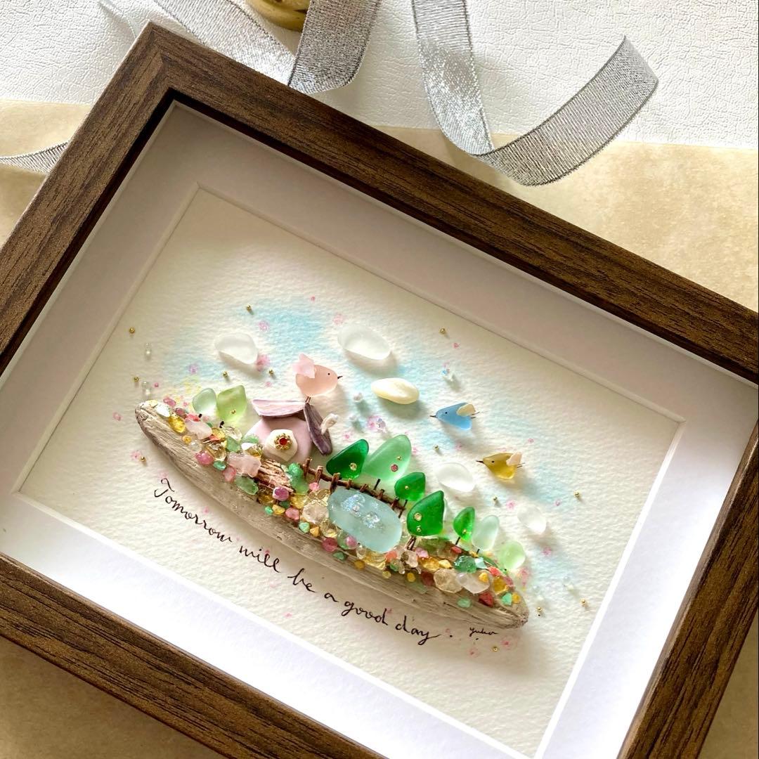 べーちゃん　オーダー受付　シーグラス／天然石／フレームアート