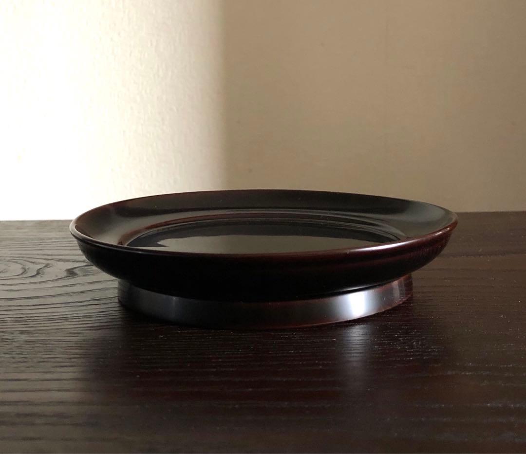 国産 浄法寺塗 木製 漆器 椿皿 楪子 銘々皿 溜塗 懐石 茶道具 5枚揃