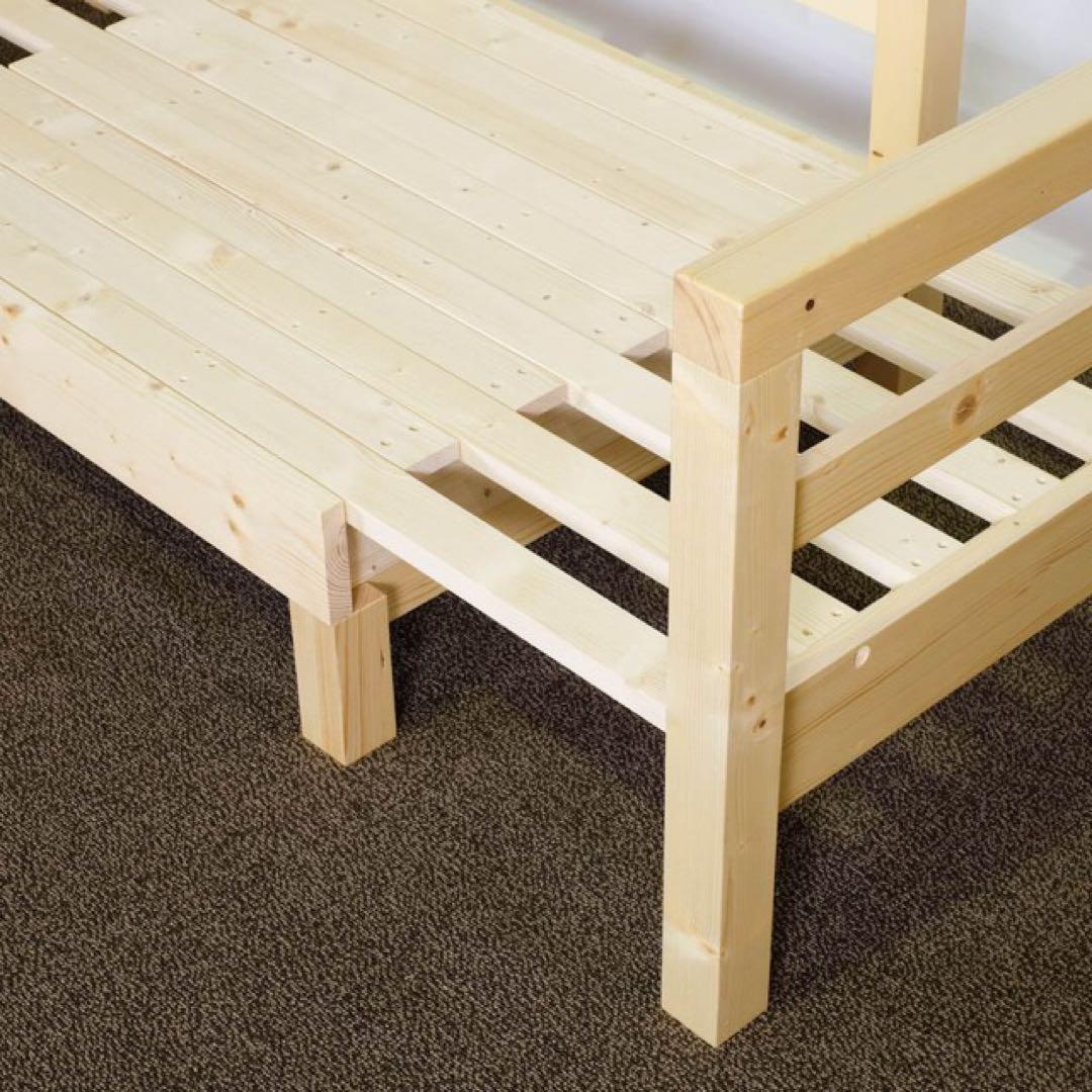 E 新品 北欧 パイン材 ソファベッド オレンジ セミシングル すのこベッド