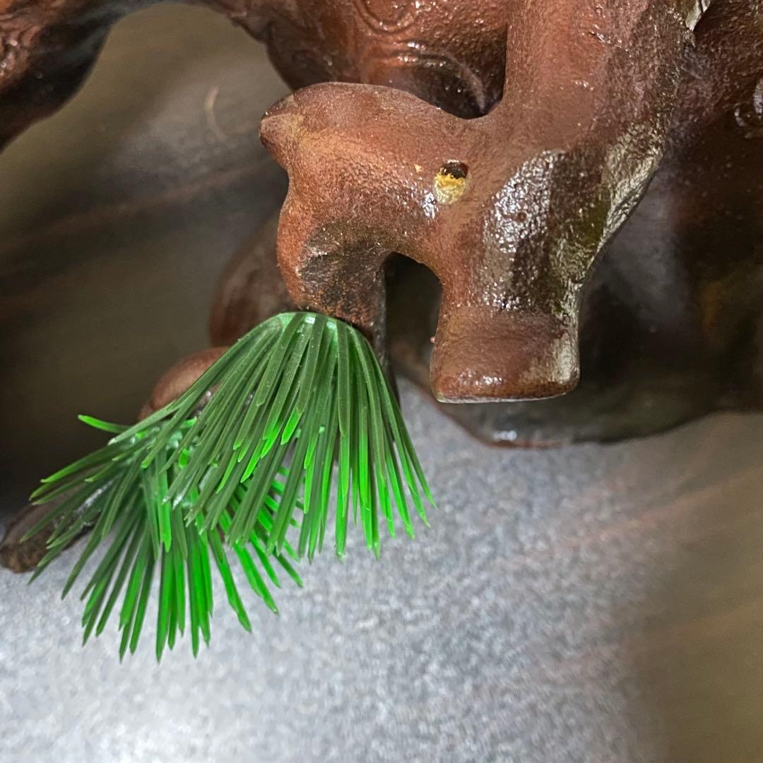 高級床置 夫婦鷹 箱付き アンティーク 床の間 鉄製 金属工芸 高さ50cm超え