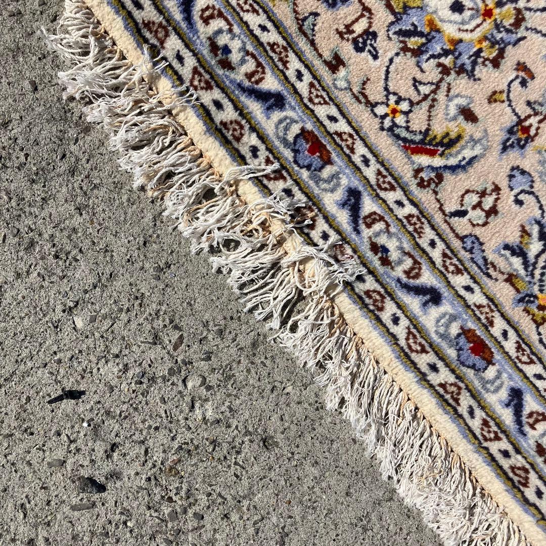 北欧レトロ kashanイラン製 花柄ウールカーペット ペルシャ絨毯 アラベスク