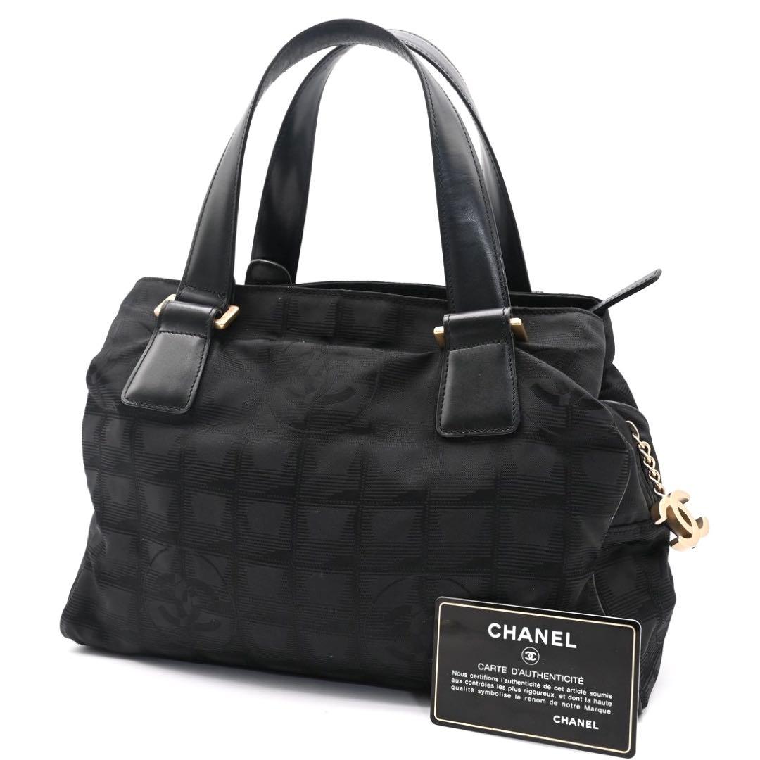 シャネル ニュートラベルライン ブラック ナイロン ハンドバッグ ココチャーム