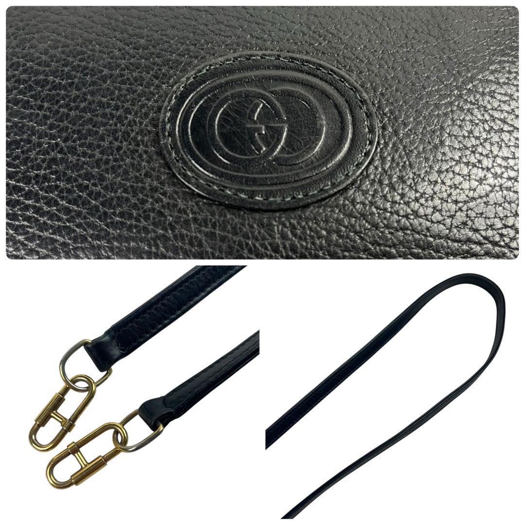 希少 グッチ ショルダーバッグ 2way インターロッキング ブラック レザー