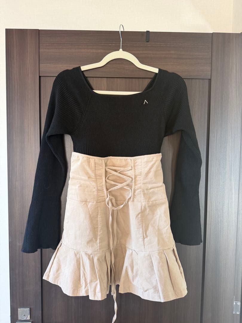 ワンピース Andmary High waist velour mini dress