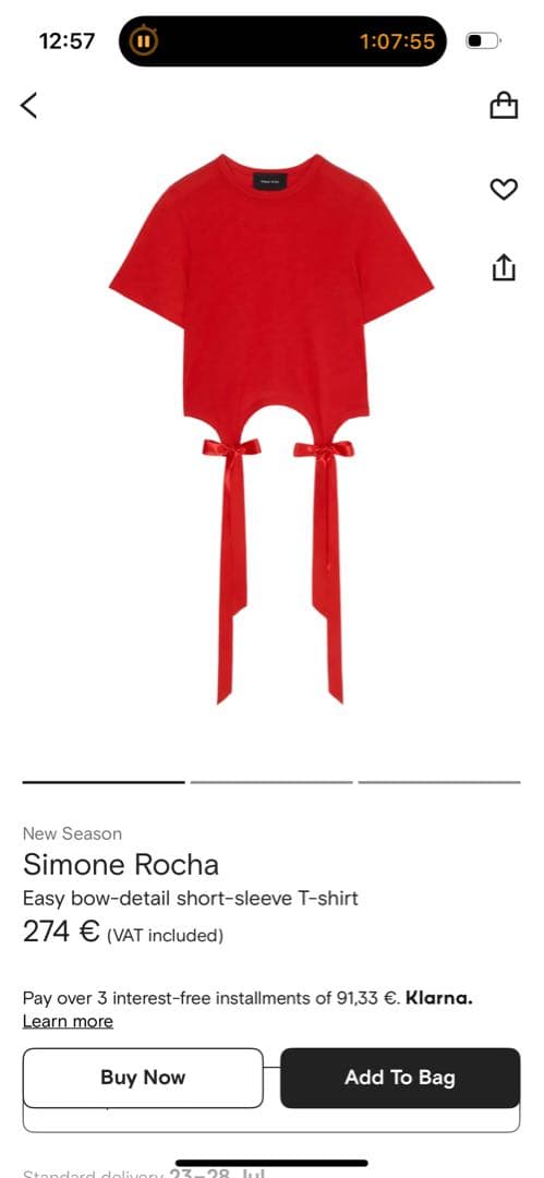 シモーネ・ロッチャのリボン付きTシャツ