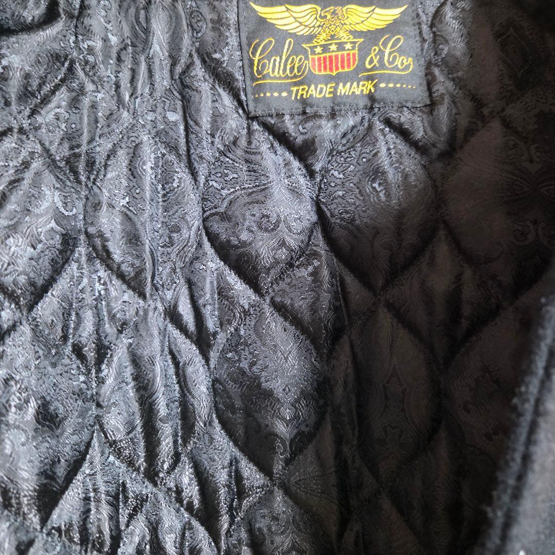 【美品】calee 牛革 ウールスタジャン 黒 ウールジャケット ジャンパー