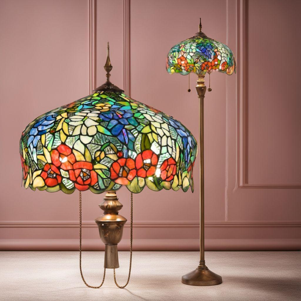 フロアライト 薔薇 アンティーク スタイル ステンドグラス 藤