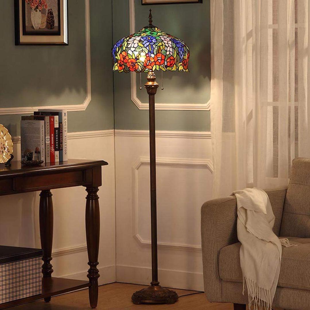 フロアライト 薔薇 アンティーク スタイル ステンドグラス 藤