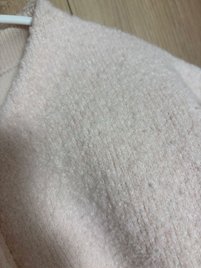 ラブティックボンボン　ブークレ締結ニットジャケットカーディガン　ピンク