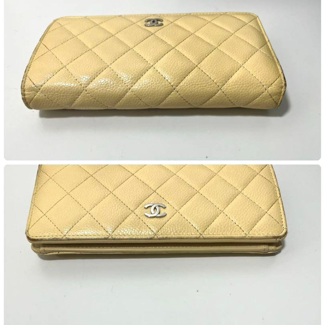 CHANEL シャネル　キャビアスキン　マトラッセ　二つ折り　財布　シール　G