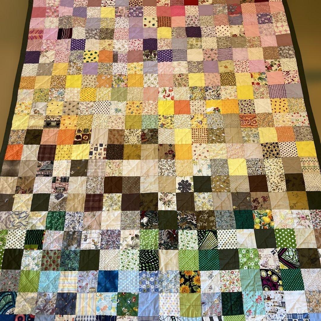 値下げ！手縫いパッチワーク　ベッドカバー(特大)　230×130㎝ おまけ付き