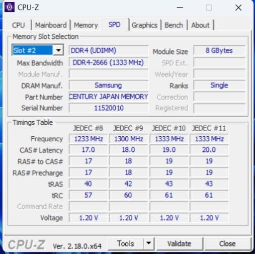 CENTURY DDR4-2666 16GB （8GB×2枚）動作確認済み