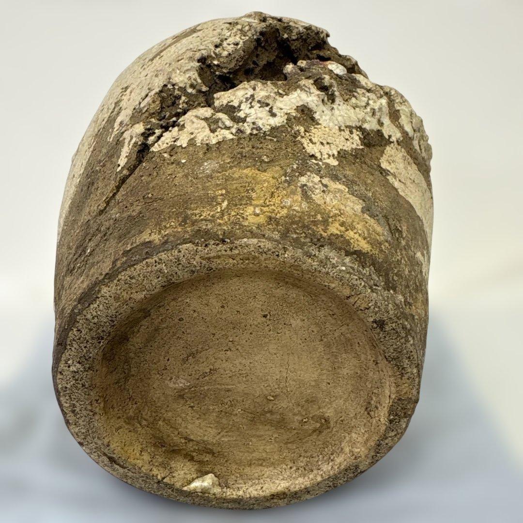 【希少】　楽山焼 玉井楽山作 天神蟹彫り　花器