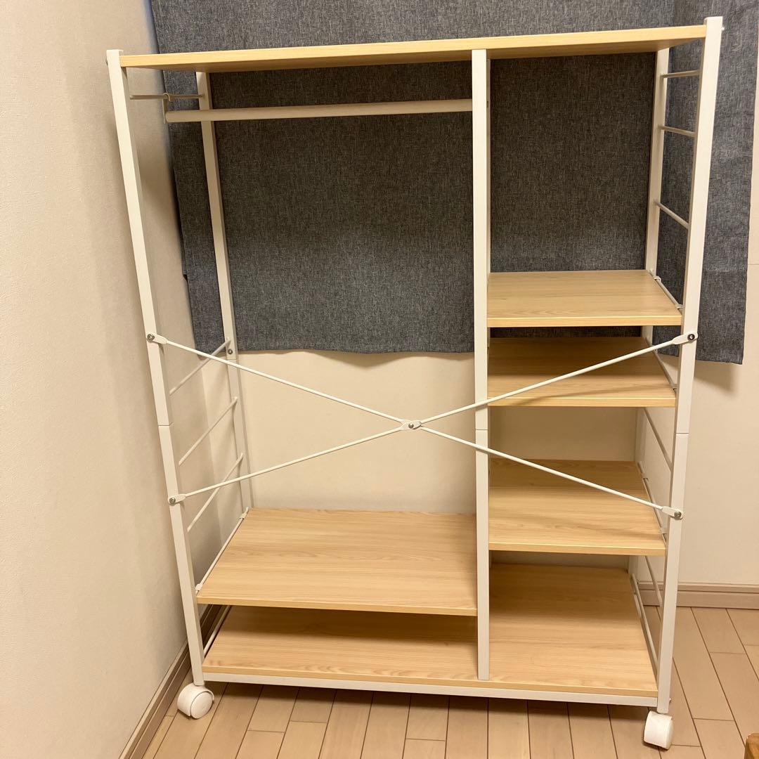 【9月末販売終了します☆大幅値下げ中☆】 収納付きハンガーラック