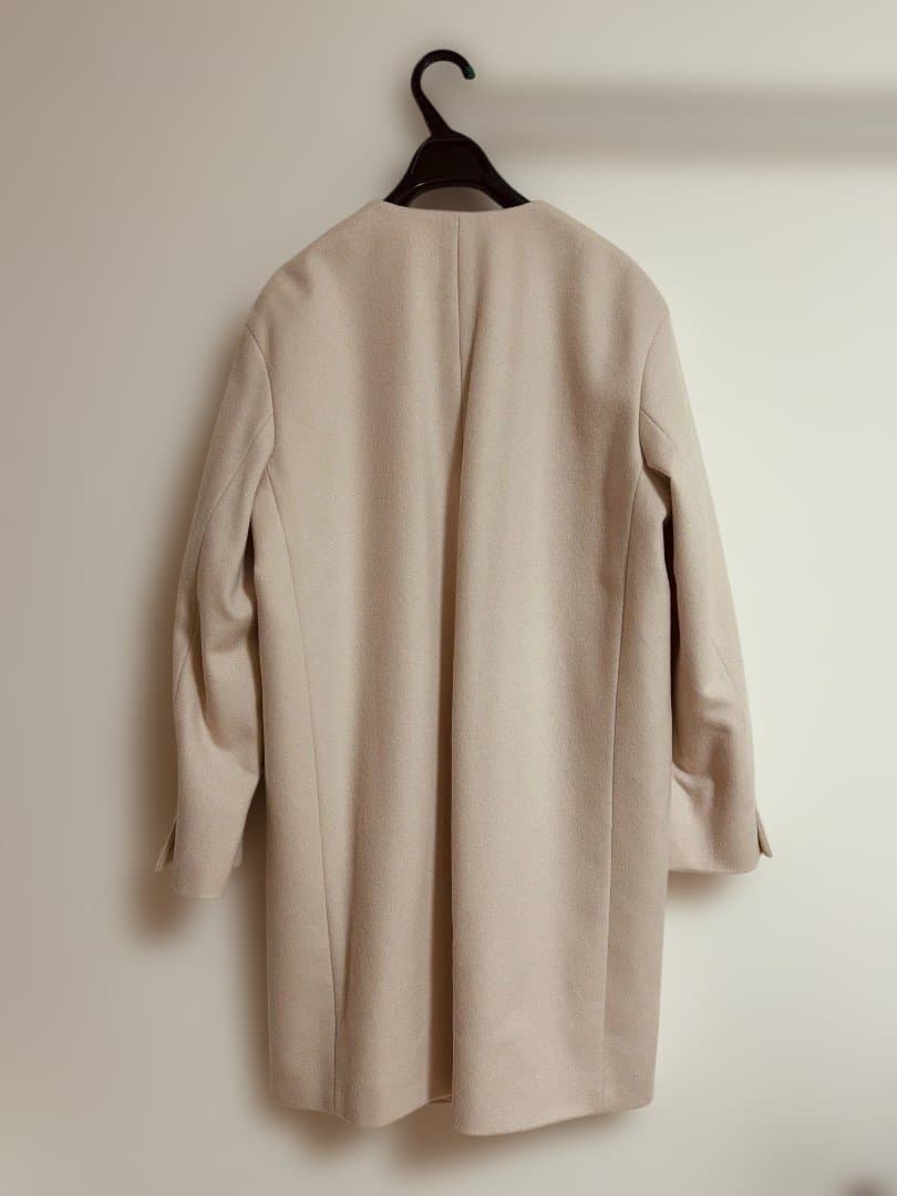 【未使用品】23区 ウールカシミア ノーカラーコート サイズ38 ピンクベージュ