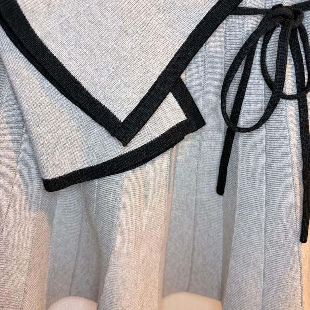 短時間着用　Darich ウエストオープンリボンデザインニットミニワンピース