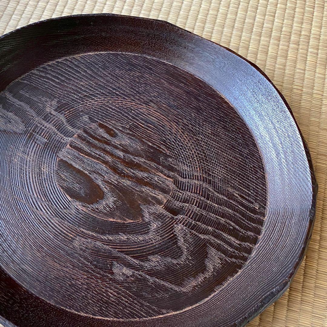 村瀬治兵衛 作【沢栗はつり盆】38cm 大きなサイズ 丸盆 盆手前 茶道具