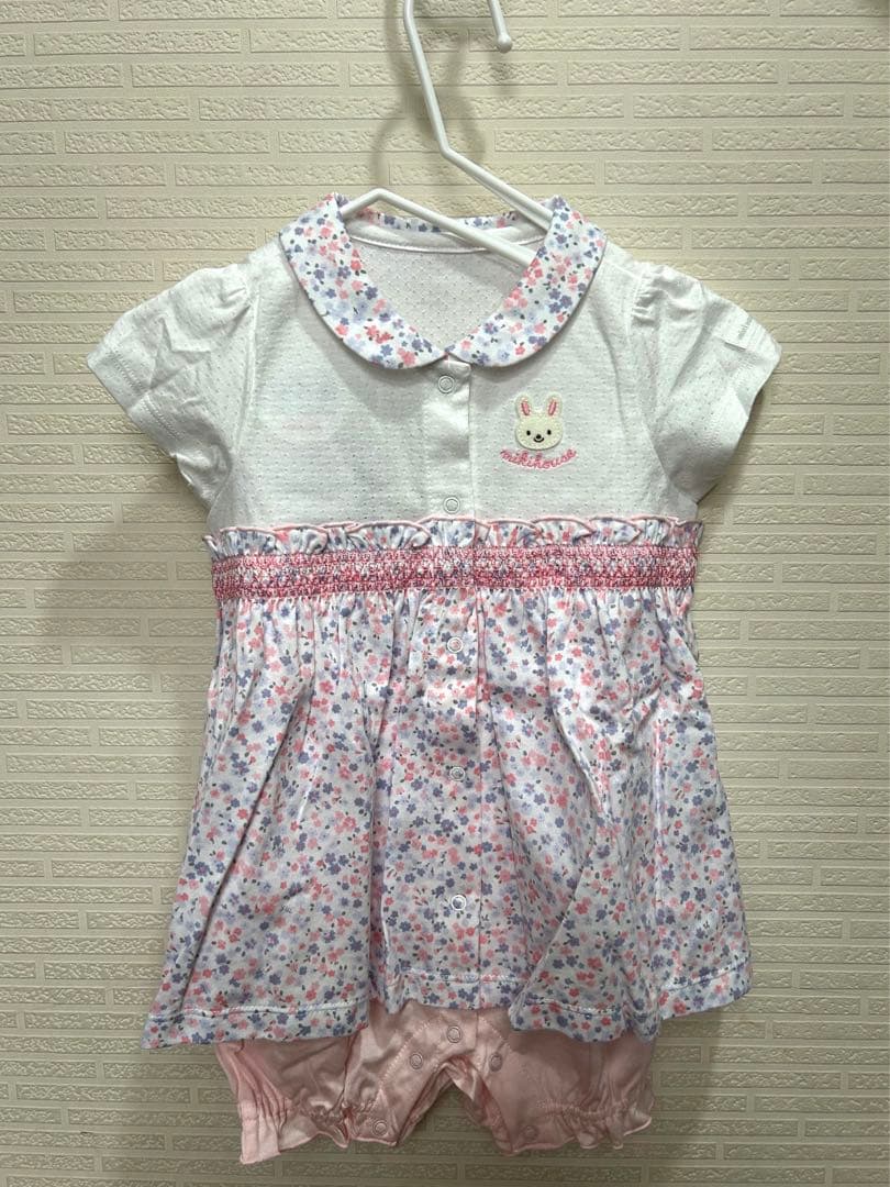 【新品★未使用】ミキハウス　ロンパース80★帽子44〜48センチ