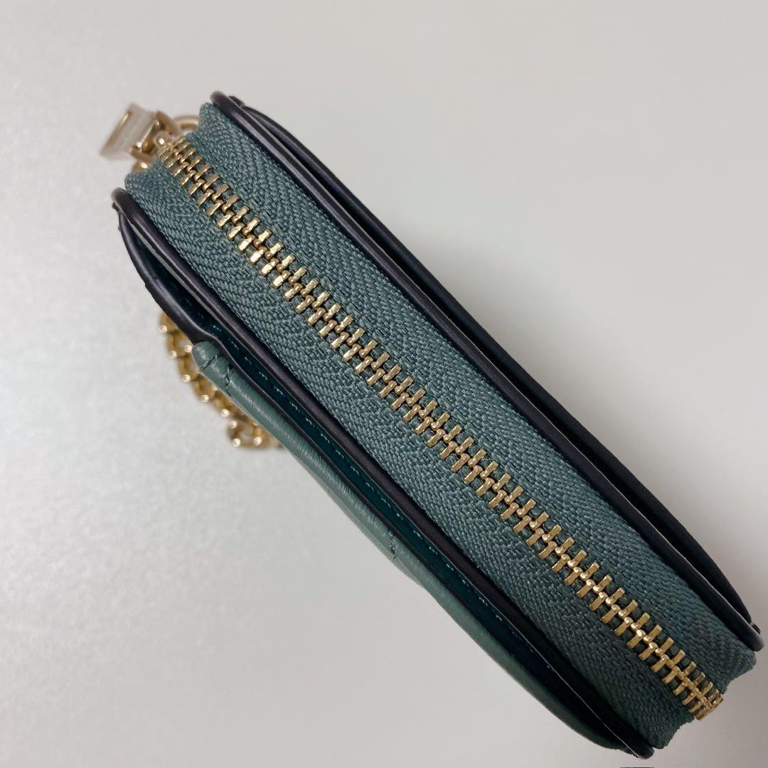 【新品未使用】COACHコーチ★ジップカードケースキルティング★グリーン緑