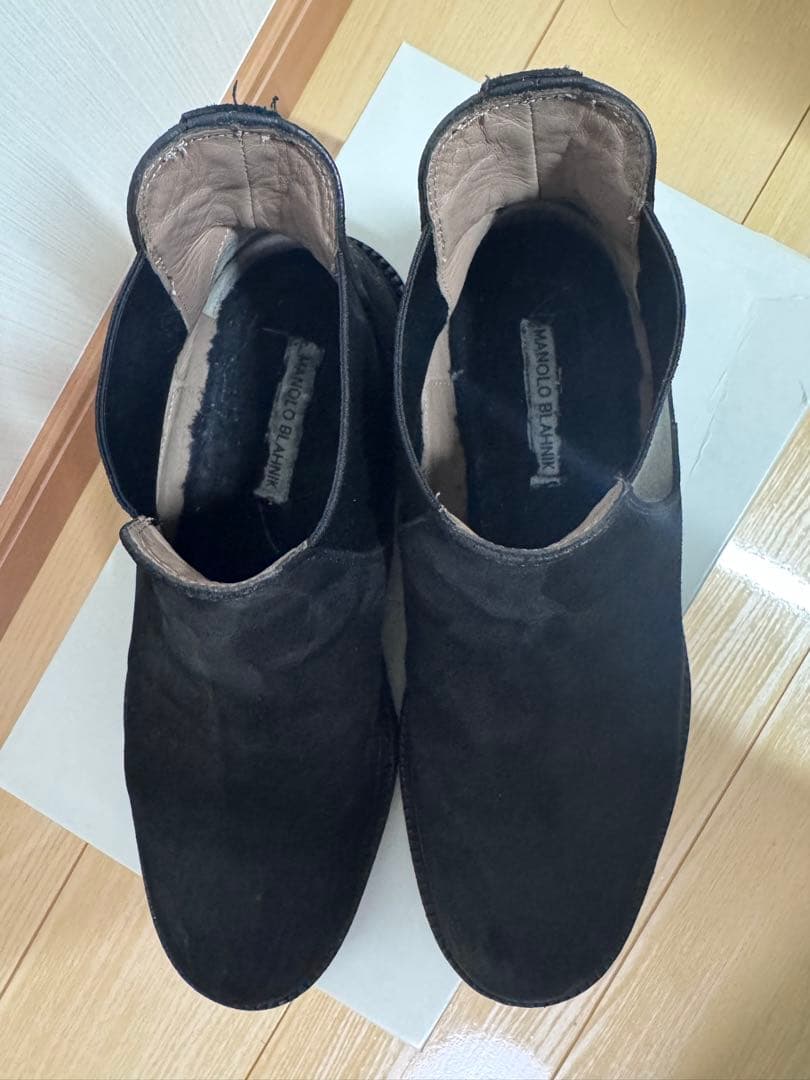 MANOLO BLAHNIK ブラック サイドゴアブーツ　サイズ　7.5