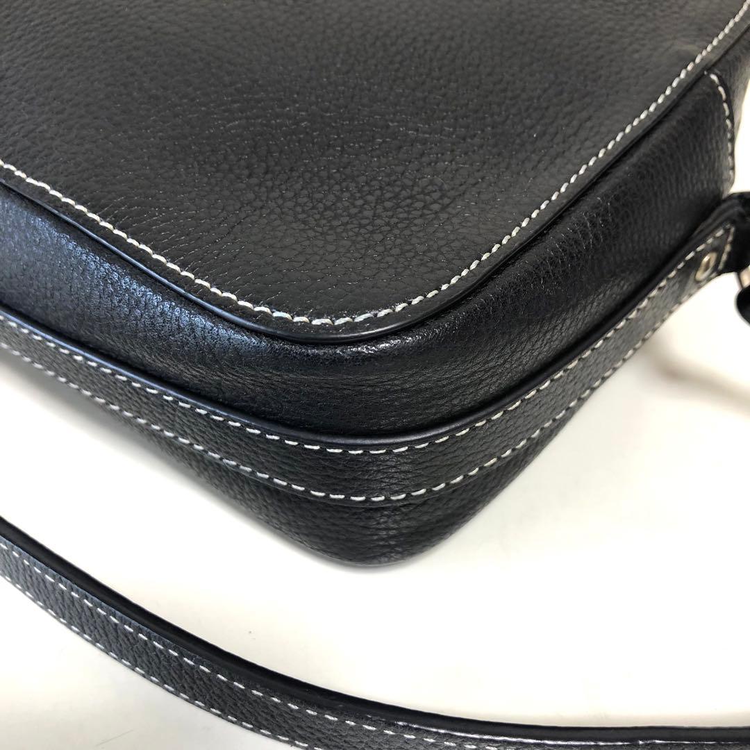 アニエスベー ショルダーバッグ ステッチ レザー ブラック