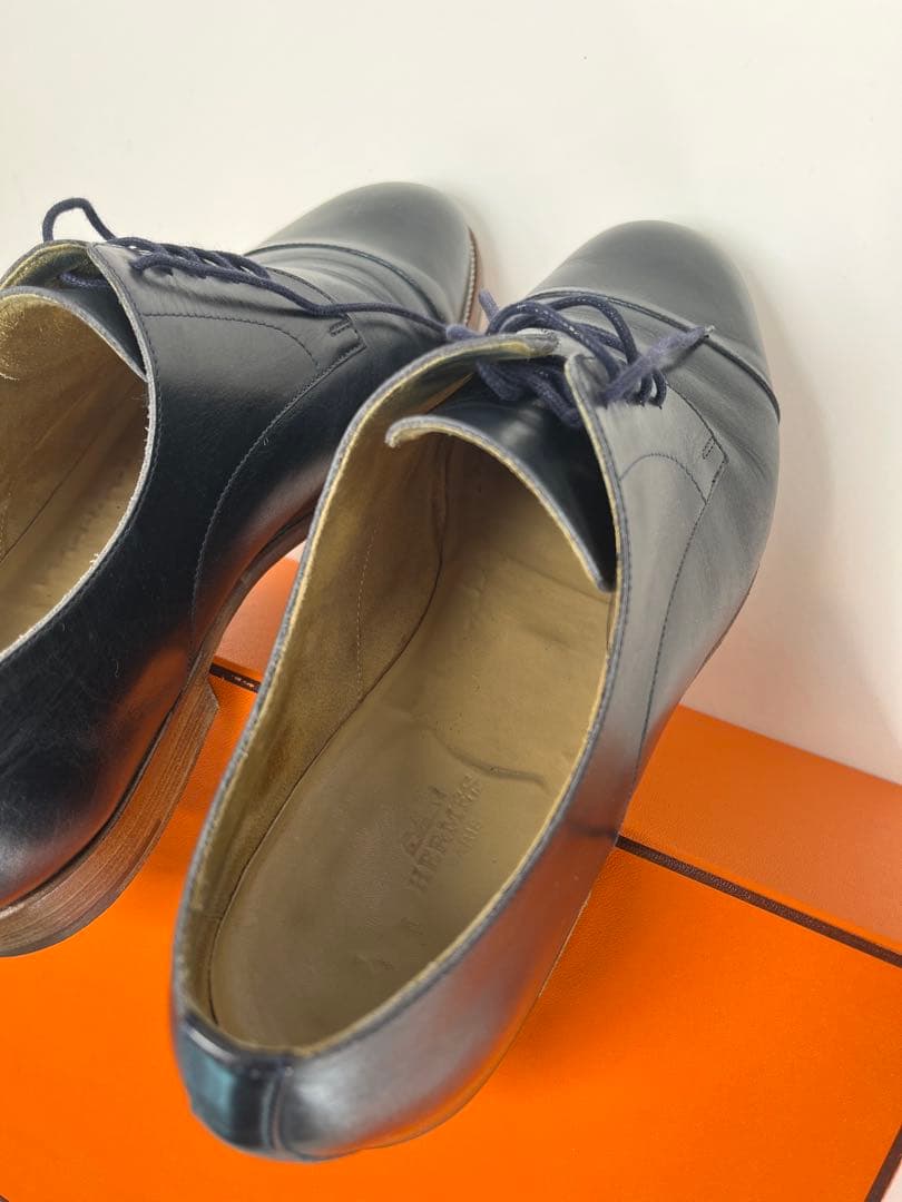 エルメス ストレートチップ 外羽根 レザー ダービーシューズ イタリア製 革靴