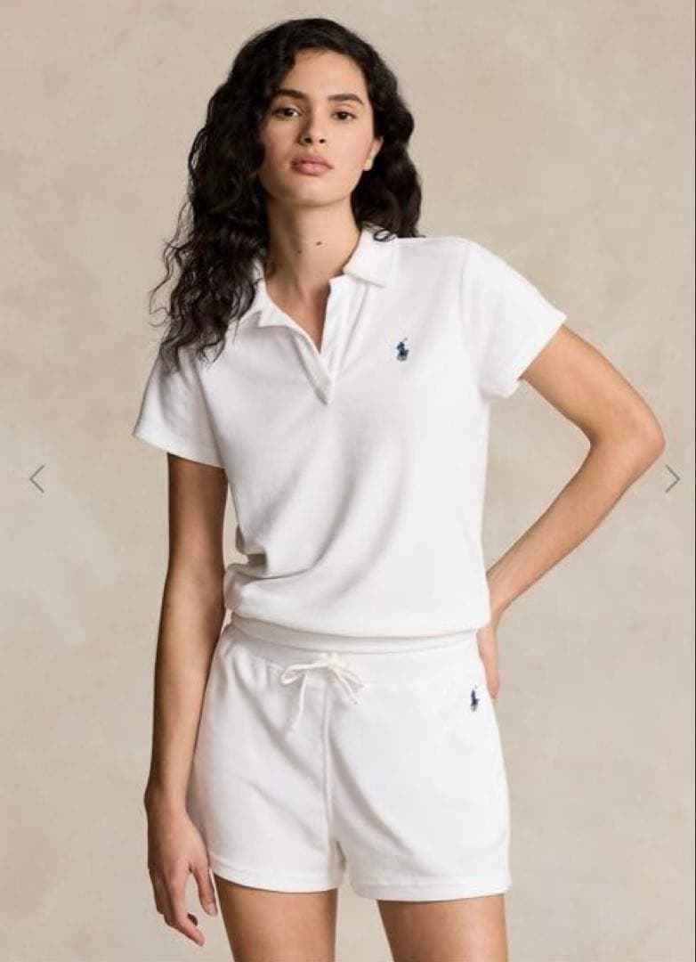 ラルフローレン♡シュランケン フィット テリー ポロ シャツ　パイル　ホワイト