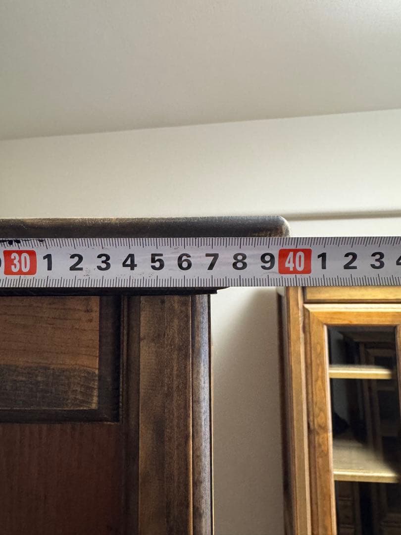 ☆アンティーク木製ブラウンキャビネット ガラス扉付き