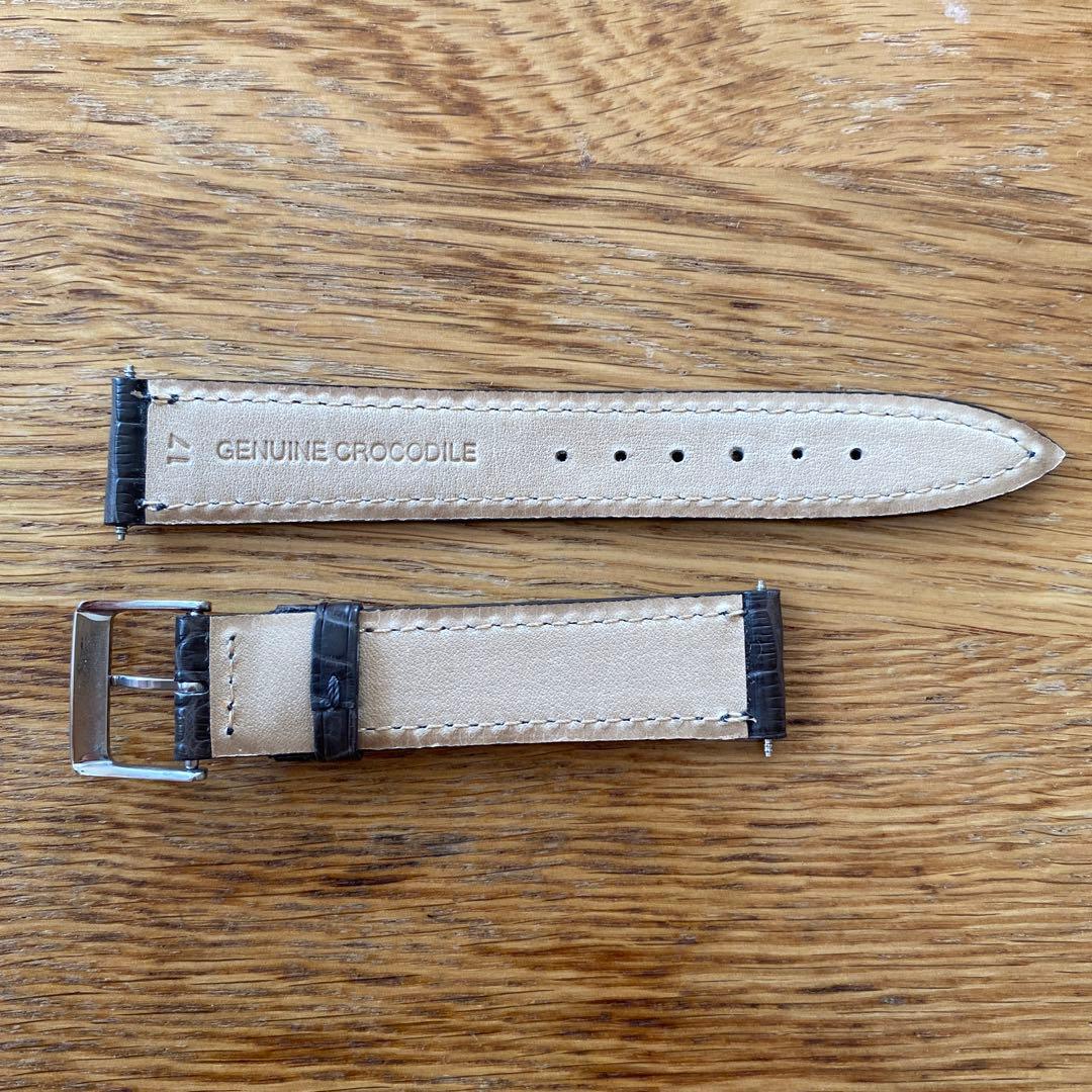 【美品】CARESE ケアーズ レザーベルト クロコダイル 17mm グレイ