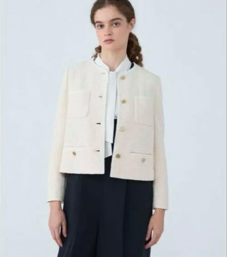 ⭐︎ぽぽんた⭐︎ジャケット ノーカラージャケット スラブコットンツイード