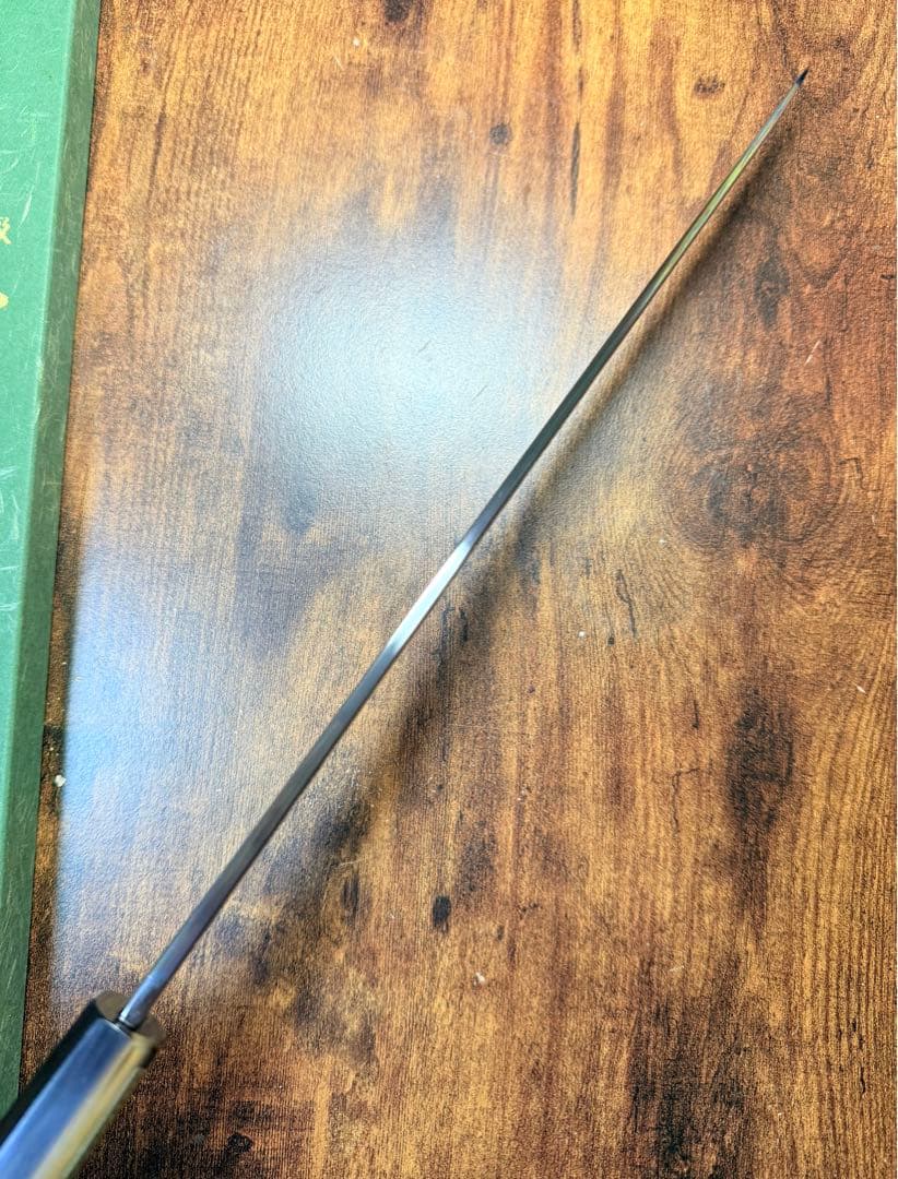 【堺打刃物】刺身　柳刃　白ニ鋼　包丁　　尺一寸　紫檀水牛八角柄