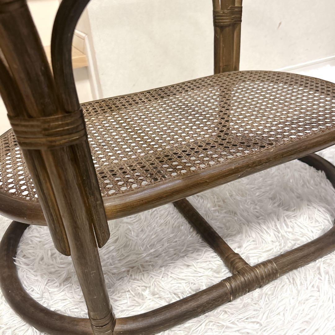 ラタン テーブル ガラス アジアンテイスト 昭和レトロ 送料無料