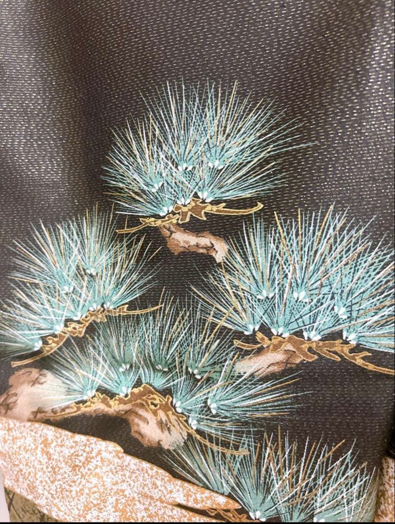 美品！黒系　縦縞袴　七五三　5歳　男の子　セット一式　　鷹　松　城