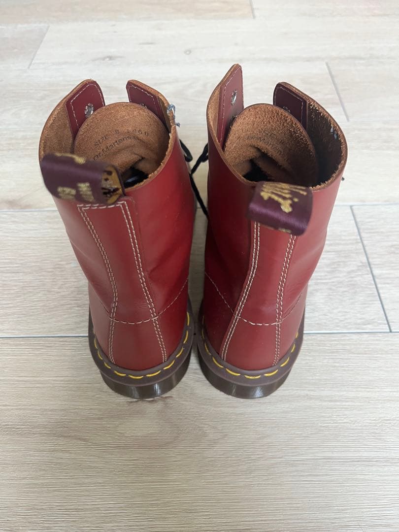 8ホール　レザー赤　ワークブーツ 新品シューレース付き