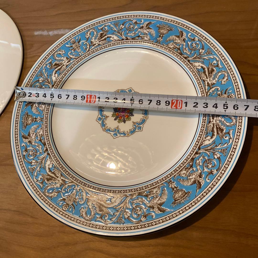 フロレンティーン　27㎝　大皿　ディナー　ターコイズ　黒壺 6枚