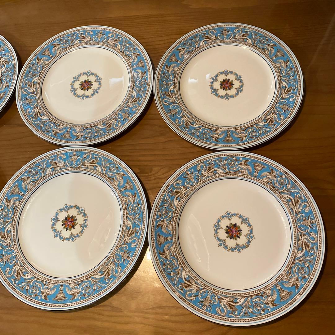 フロレンティーン　27㎝　大皿　ディナー　ターコイズ　黒壺 6枚