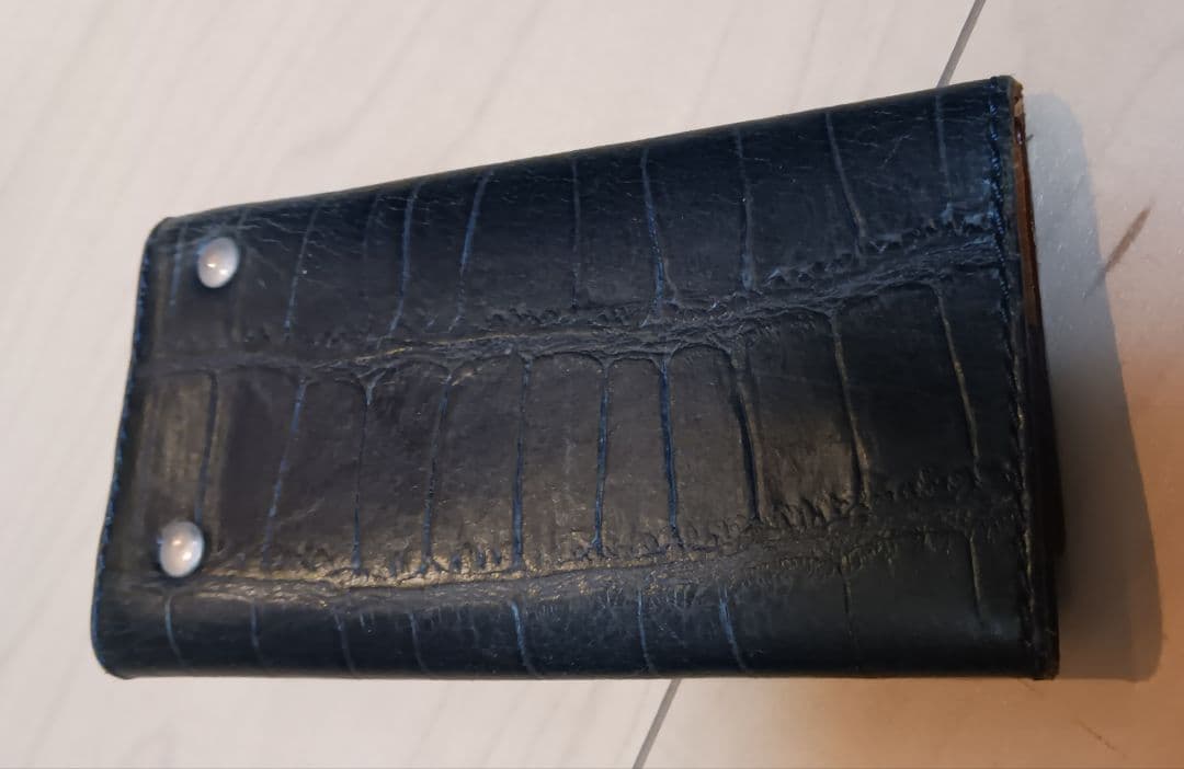 フェリージ クロコダイルレザーキーケース ダークブルー