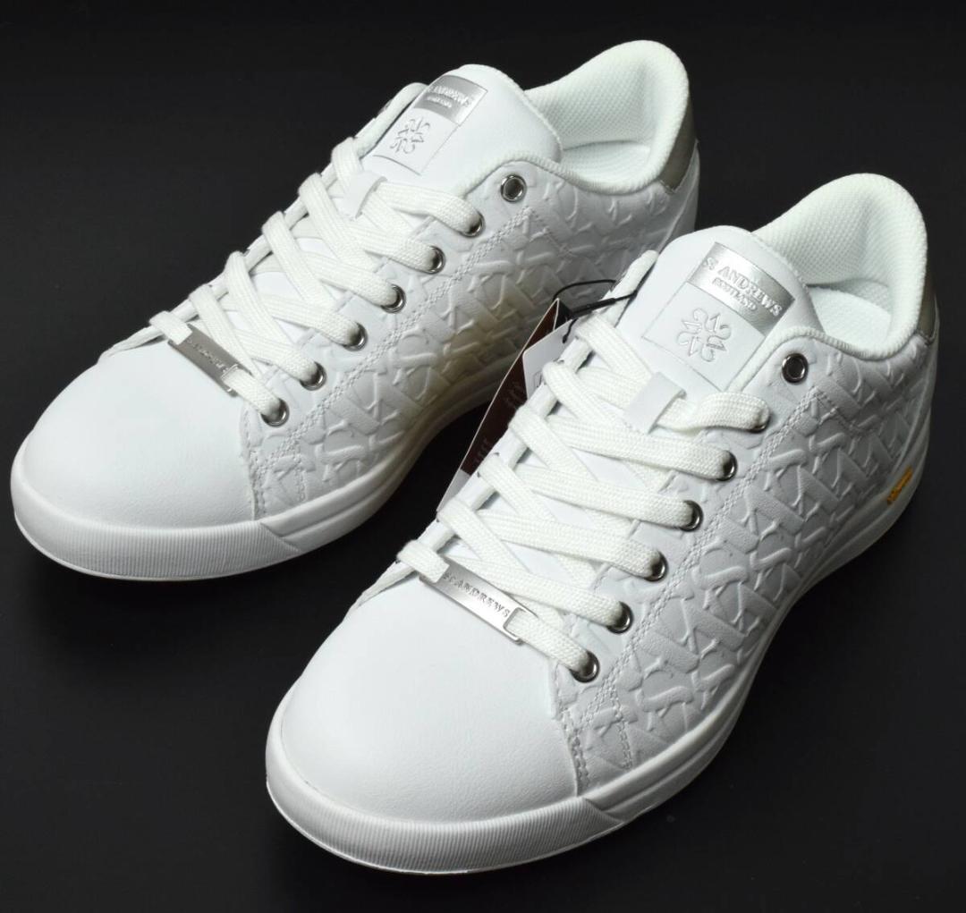 未使用3.7万 セントアンドリュース スパイクレスシューズ 25.5〜26 白