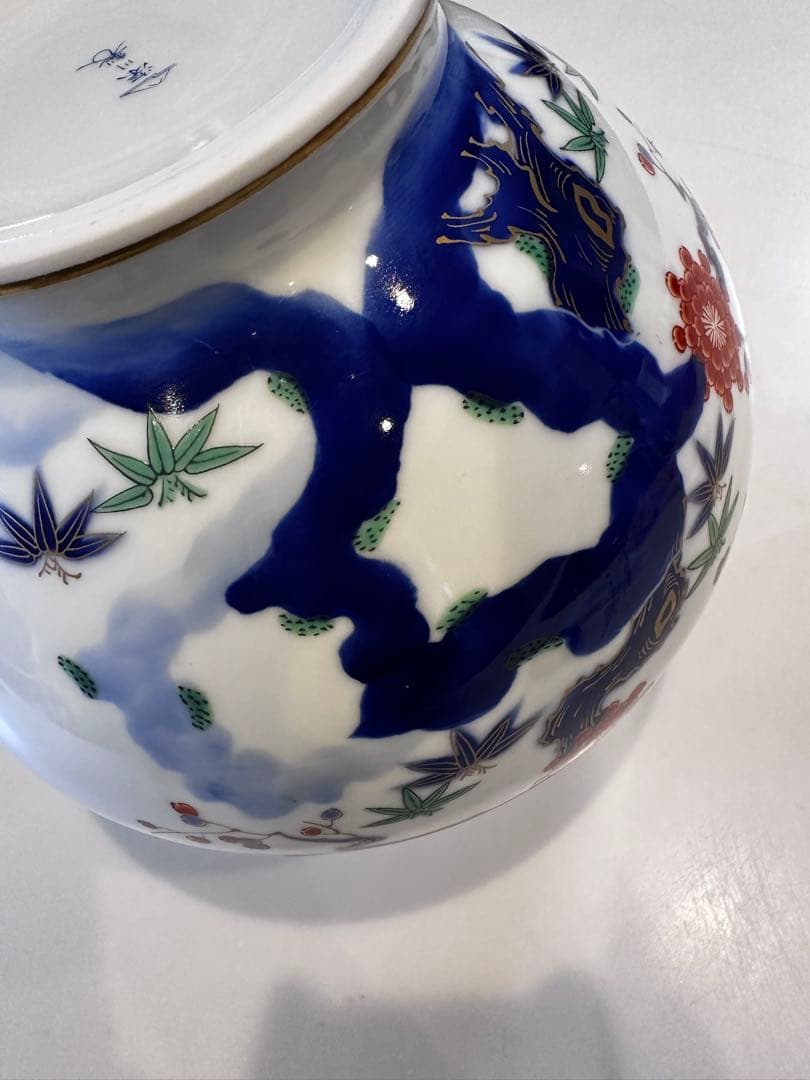 【美品】深川製磁 花瓶 一対 大小2点セット 有田焼 染錦 金彩 富士印