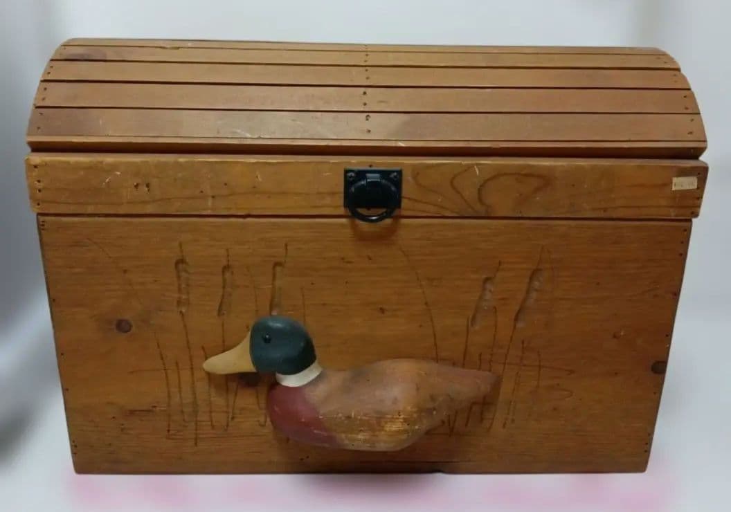 デコイ木製ボックス　年代物　木箱　おもちゃ箱　カントリー　道具入れ