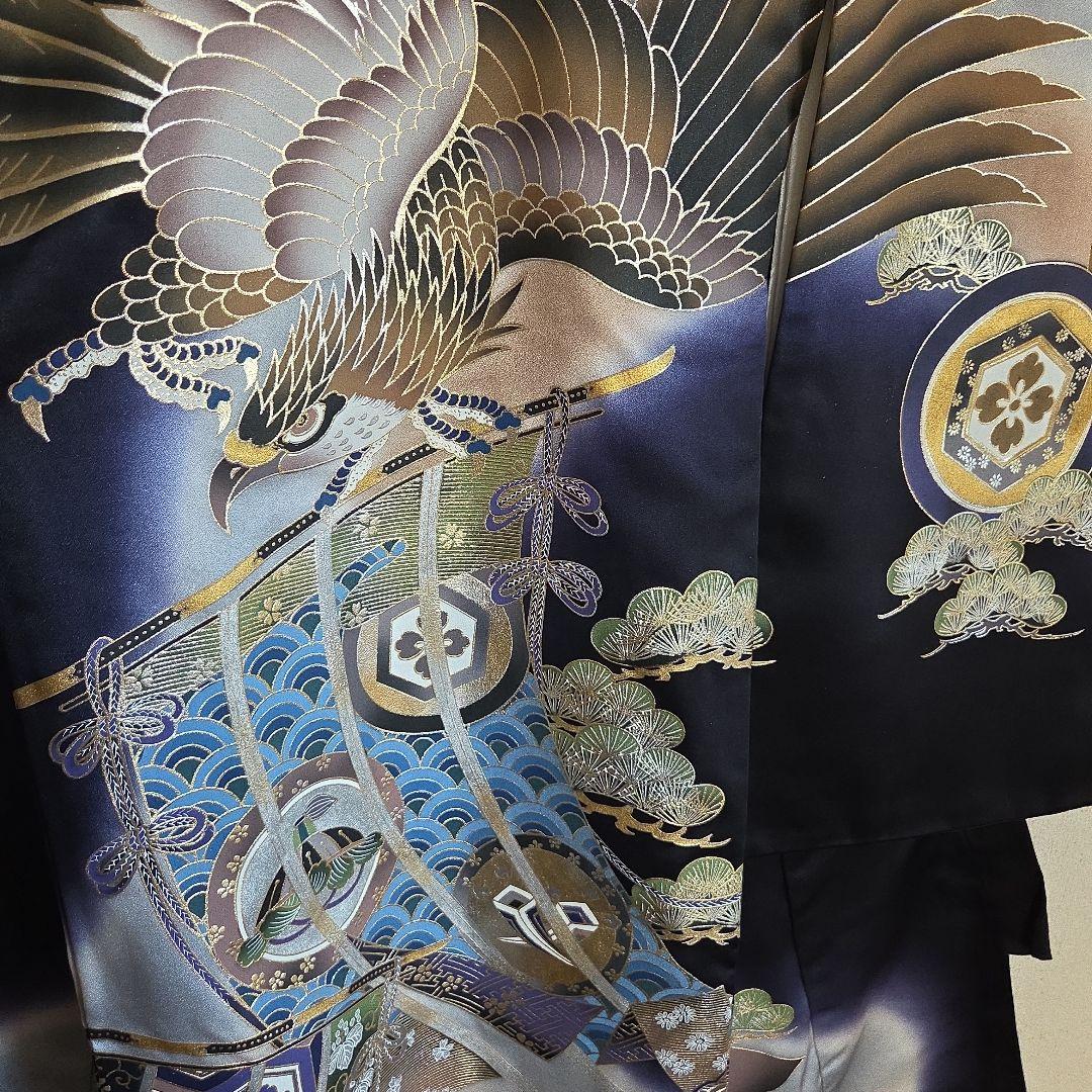 桐緋冬　　1-12　正絹　男の子お祝い着物　長襦袢付き　産着　七五三　逸品