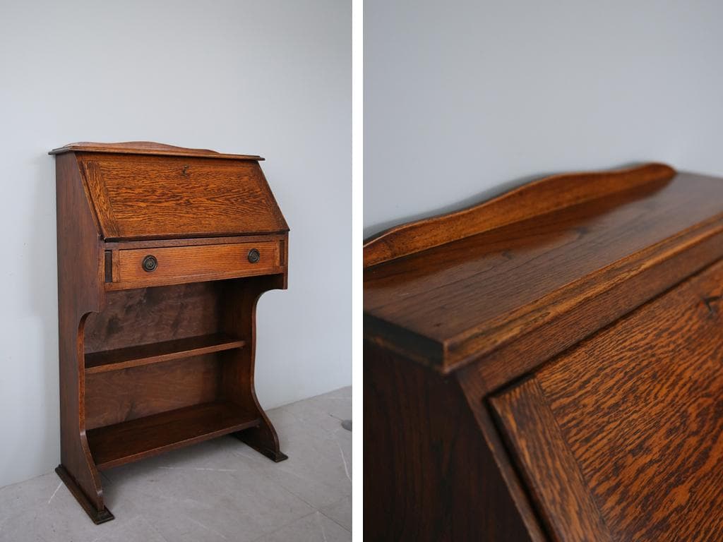 英国アンティーク木製ライティングビューロー/勉強机デスク/テーブル(92-51)