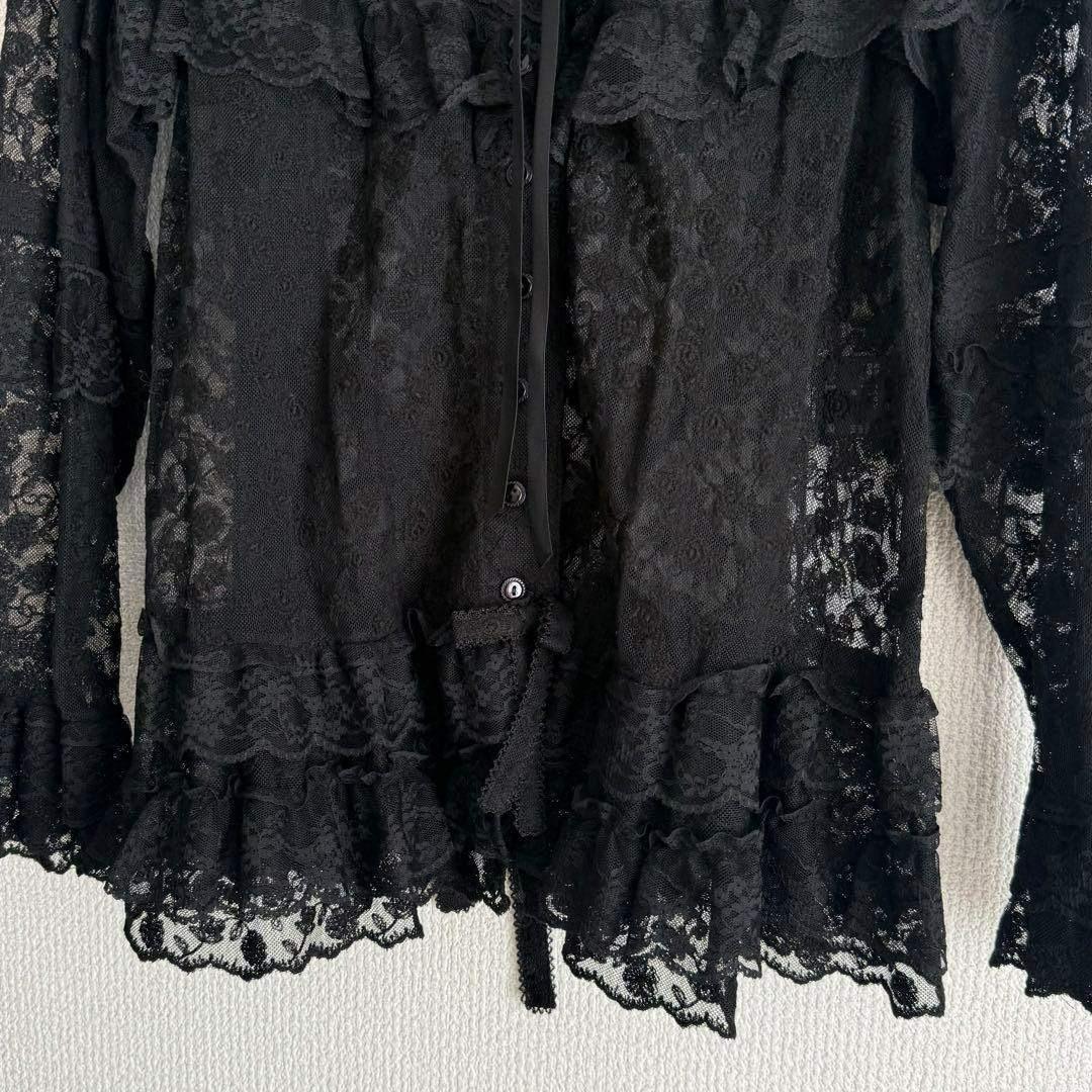 【極美品】PINK HOUSE 長袖ブラウス シースルー ブラック レース